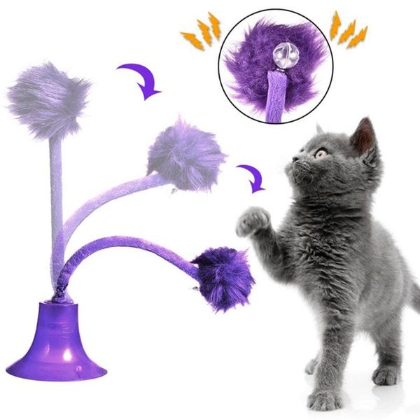 

cat toys interactive silicone teaser wand gift playing wall mounted strong suction durable pet exerciser with feather sucker toy