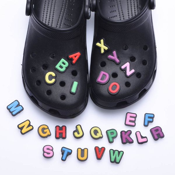 

new clog clog charms pvc english alphabet colored letters sandals shoe buckle summer factory wholesale a-t, White;pink