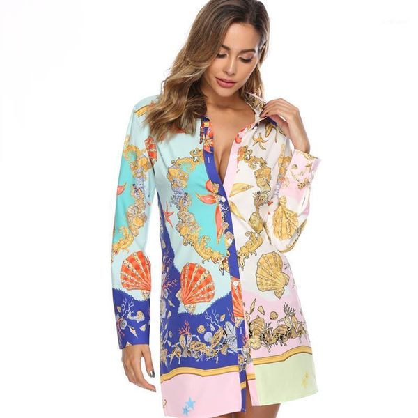 

summer long sleeve fashion women blouse dress print pattern casual shirt autumn female large size ladies women's blouses & shirts, White