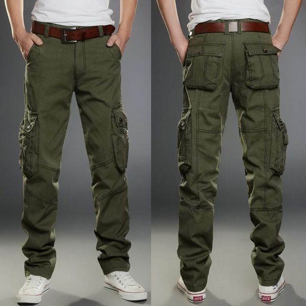 

men's pants brand mens military cargo multi-pockets baggy men casual trousers overalls army u22s, Black