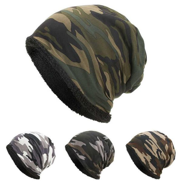 

beanies wool plush beanie outdoor fashion cap men winter warm hat camouflage