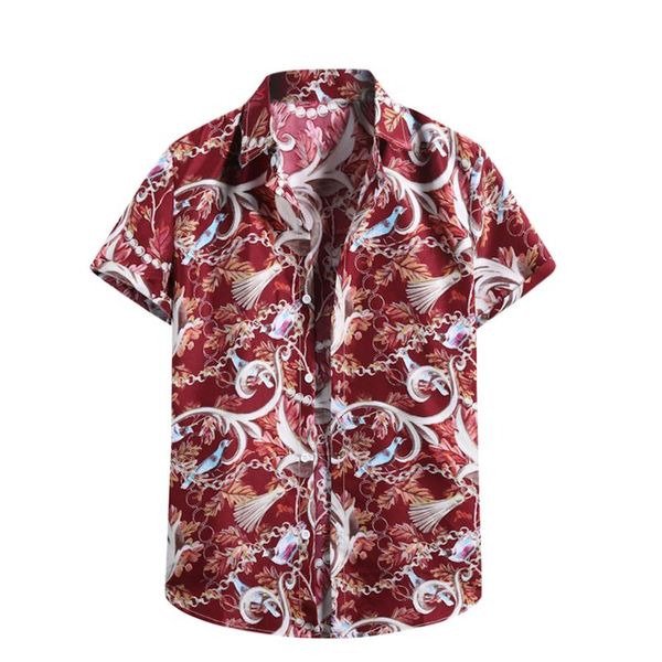

men's casual shirts vintage print turtleneck for men cardigan short sleeve man's shirt hawaiian camisas, White;black