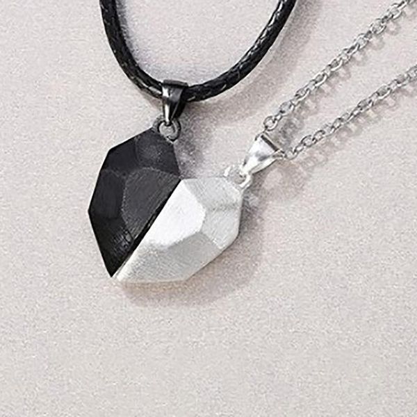 

pendant necklaces 1pair magnetic couple necklace for lovers gothic punk heart men wedding jewelry valentine's day gift, Silver