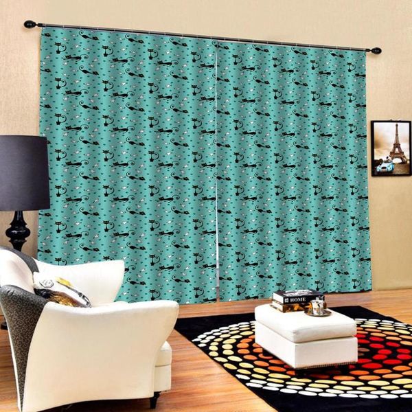 

curtain & drapes green curtains cat 3d luxury blackout window living room