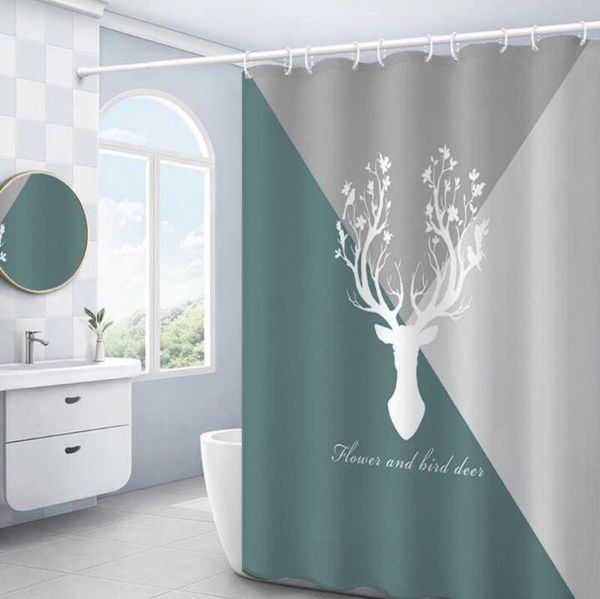 

shower curtains flower and bird elk thick polyester curtain bathroom waterproof partition