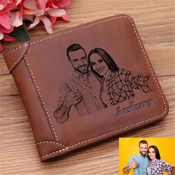 

wallets men's short wallet engraving your po & text engraved custom picture for men gift birthday father's day, Red;black