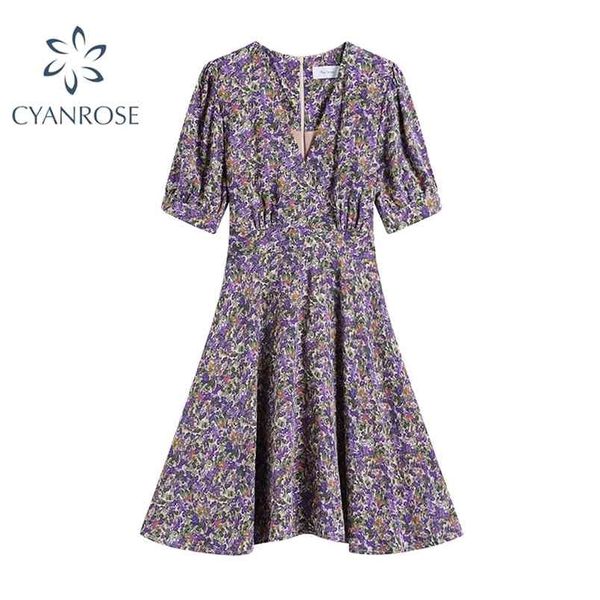 

summer elegant vintage high waist casual women's dresses v- neck floral print patchwork holiday temperament lady mini drees 210515, Black;gray