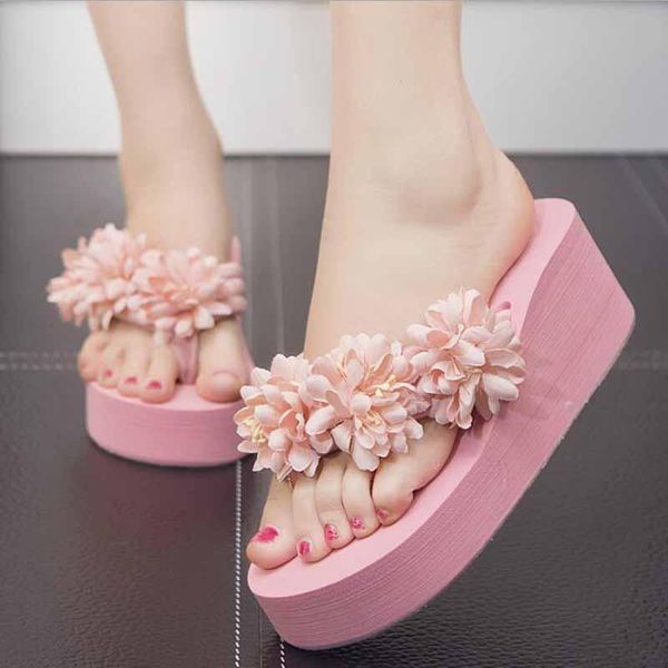 

flip flops summer shoes woman beach sandals women's slippers female flat rhinestone wedge pantoufle femme, Black