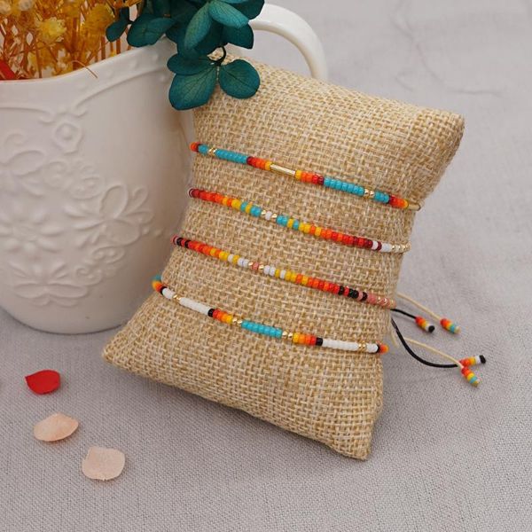 

beaded, strands south american ethnic miyuki women bracelet rice beads hand-woven rainbow female gradient beaded lovers bracelets, Black