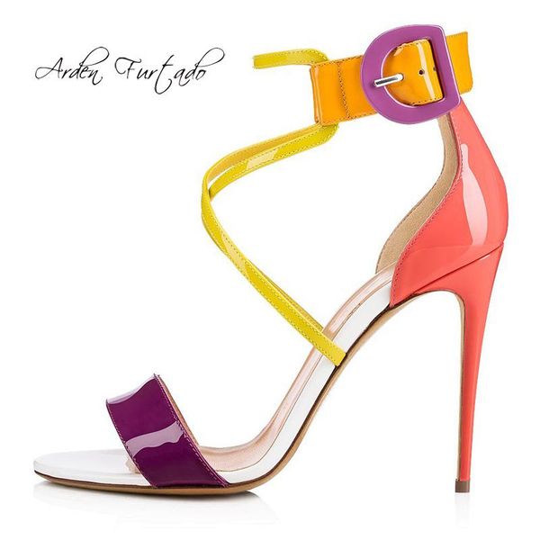 

dress shoes arden furtado 2021 summer high heels stilettos open toe cover mixed colors fashion party for women ladies sandals, Black