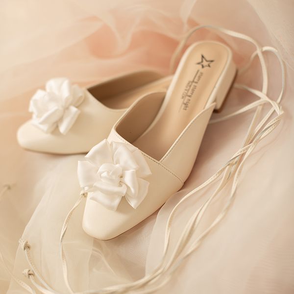 

slippers chinese style summer flower retro baotou low-heeled square heel strap sandals all-match fashion dress female slippers inz, Black