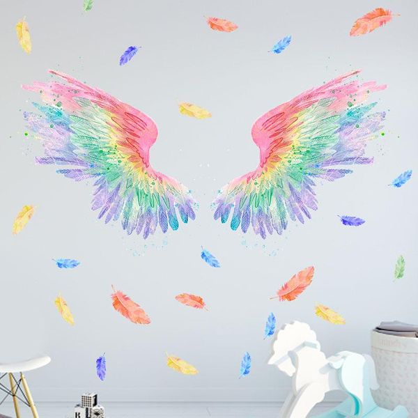 

wall stickers angel wings sticker colorful bedroom living room home decor printed nursery diy wallpaper poster