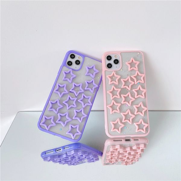 

epoxy hollow star phone cases for iphone11 12 pro promax x xs max 7 8 plus