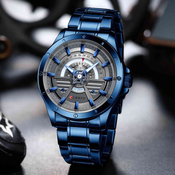Часы для мужчин Curren вскользь светящиеся руки наручные часы с нержавеющей сталью мода кварцевые часы Q0524