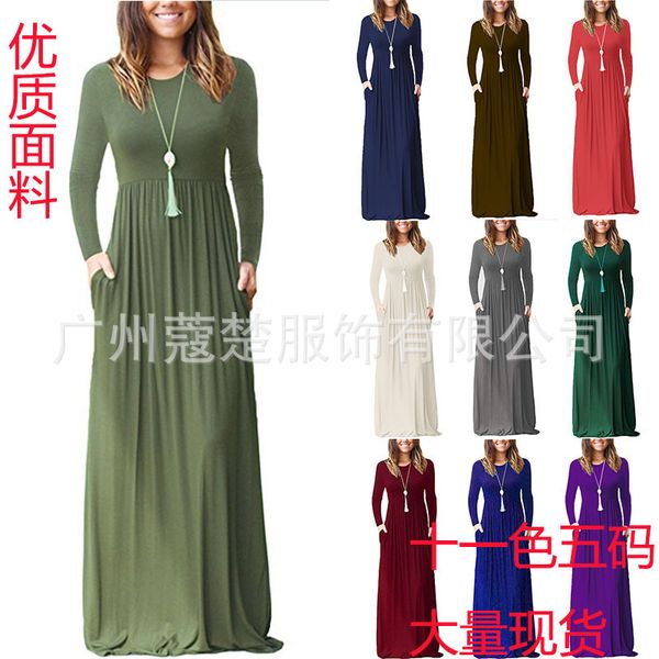 

autumn 2018 new long sve pocket drs, Black;gray