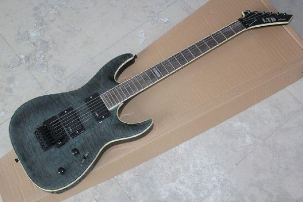 

emg pickup ltd deluxe mh-1000 carbon black electric guitar with floyd rose tremolo in stock 31