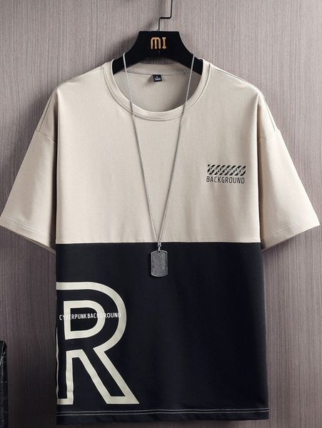 

men colorblock letter graphic tee 29nl#, White;black