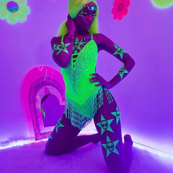 

women's jumpsuits & rompers special holiday bodysuit backless handmade sequins party women bodycon romper tassel colorful elegant beac, Black;white