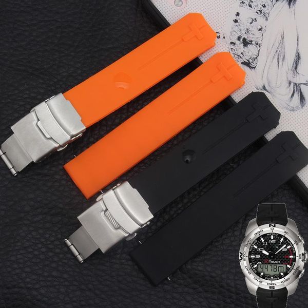 Assista Bandas Shengmeirui Impermeável Silicone Strap para 1853 T-Touch Collection T013 T013420A T033T047 Acessórios mecânicos masculinos