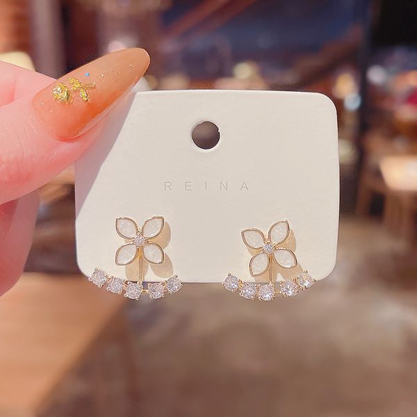 

wholesale price classic design studs titanium steel screw with drill earrings semi-circular opening with drill earrings for women gift 2k10, Golden;silver