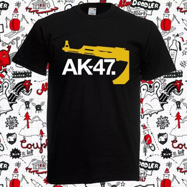 

new ak-47 firearms gun logo men's black t-shirt size s to 3xl, White;black