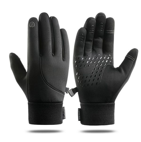

cycling gloves men womens winter warm touchscreen anti slip windproof for biking driving riding ski phone texting thermal, Black