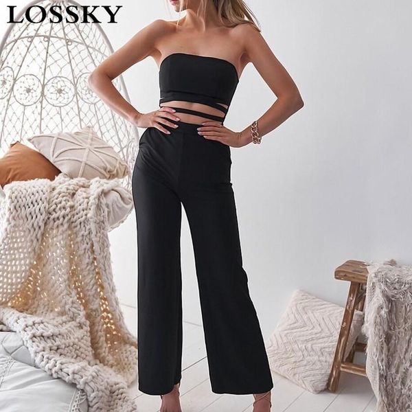 

women's jumpsuits & rompers strapless elegant jumpsuit casual sleeveless backless hollow out women solid slim fashion bodysuits 2021, Black;white
