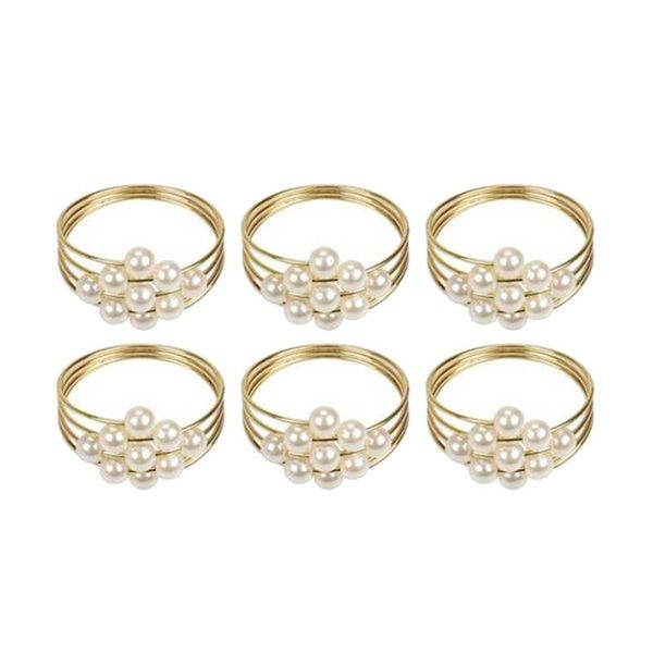 

6pcs/lot napkin buckle pearl wedding ring el home holder table decorations rings