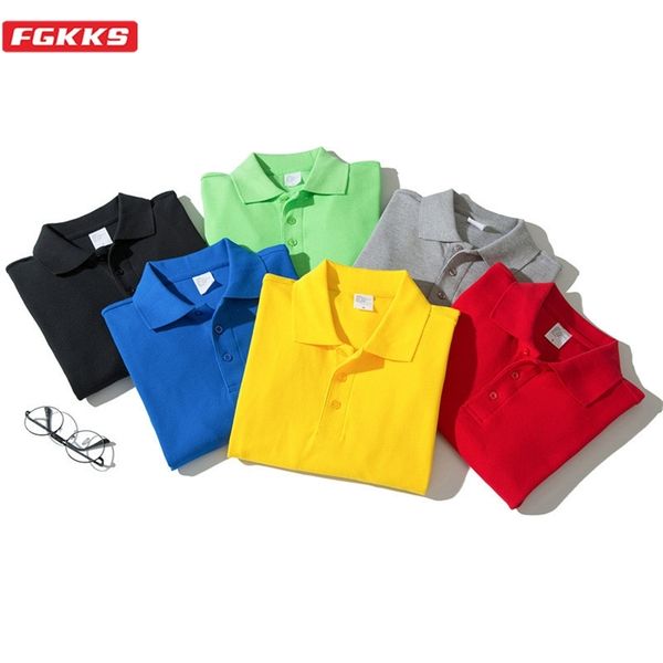 

fgkks autumn new men casual polo shirt trendy brand men solid color polo shirt cotton long sleeve polo shirts male 210329, White;black