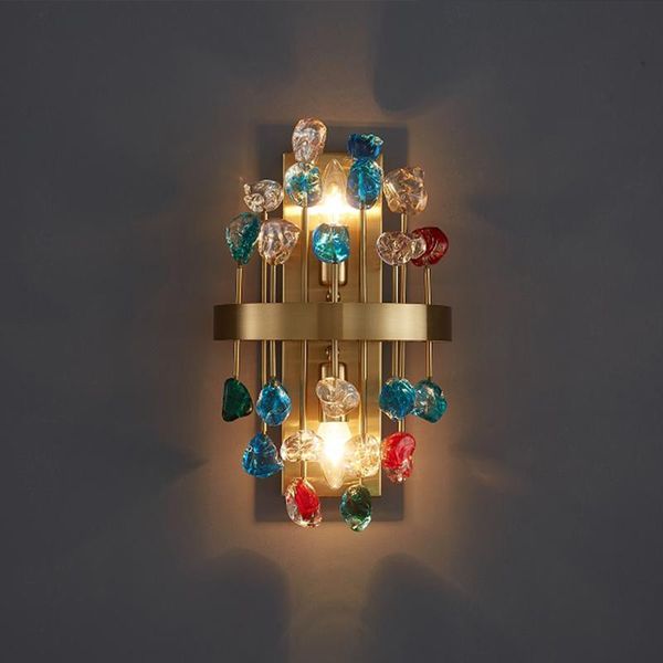 

wall lamp led e14 postmodern colorful crystal ball iron home designer indoor light fixture art decor for bedroom bedside foyer