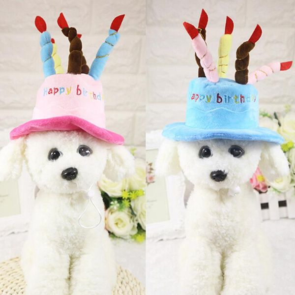 

dog apparel caps for dogs pet cat birthday hat with cake candles design party costume headwear accessory goods