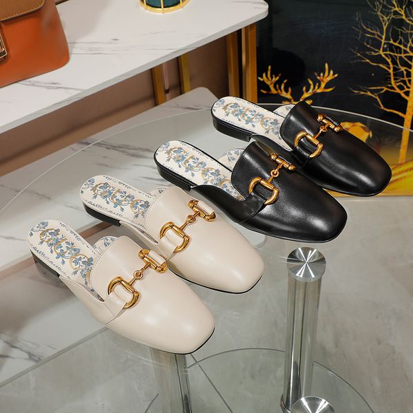 

women's sandals square head chain italian shoes designer's double g buckle blue white porcelain with golden buttons, tall and char, Black