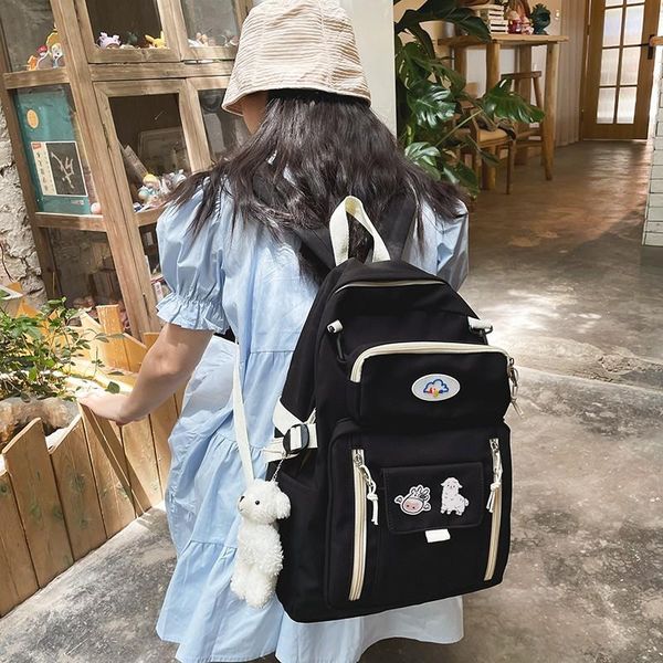 

school bags japanese fashion women's backpack nylon waterproof university for girls large capacity backpacks with many pockets