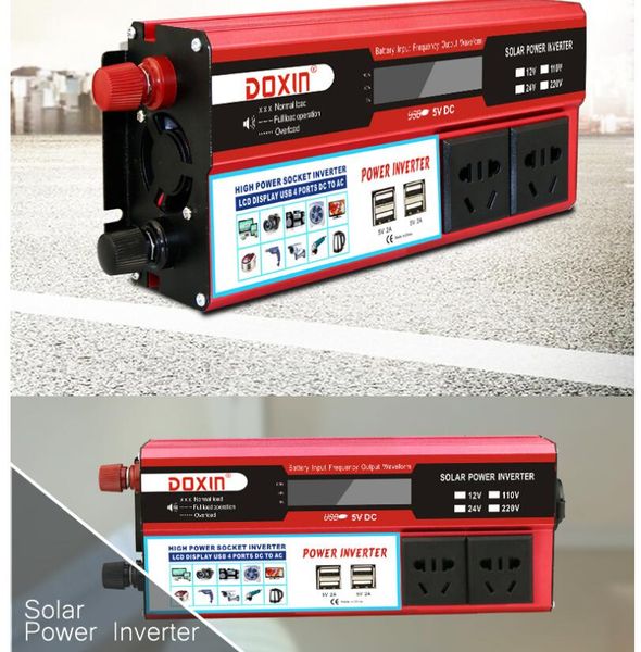 Schermo LCD da 1500W con inverter per auto fotovoltaico 4USB da 12V a 220V