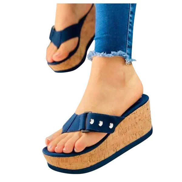 

women's summer buckle strap wedges beach open toe breathable slippers shoes 2021 platform waterproof flip-flops, Black