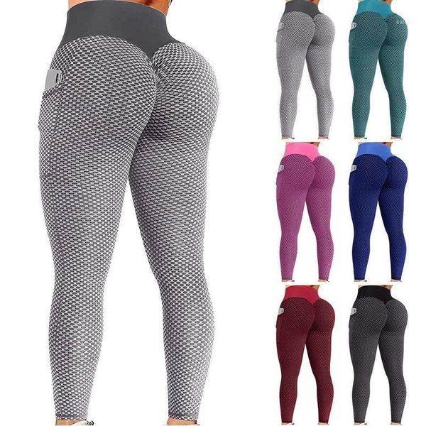 

yoga outfit womens stretch pants fitness sports leggings jacquard female running trousers high waist #6