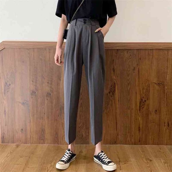 

fashion thin suit pants women are wild harlan feet pants large size loose casual carrot retro trend womens 210507, Black;white