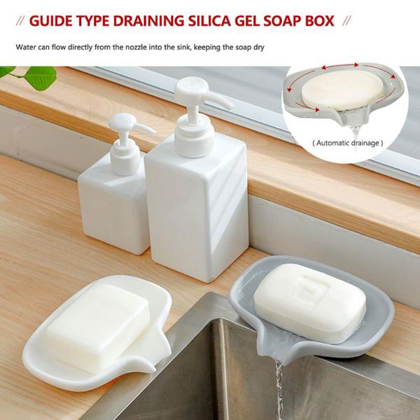 

silicone soap dish with drain, bar holder for shower/bathroom, self draining waterfall tray bathroom accessories tool dishes