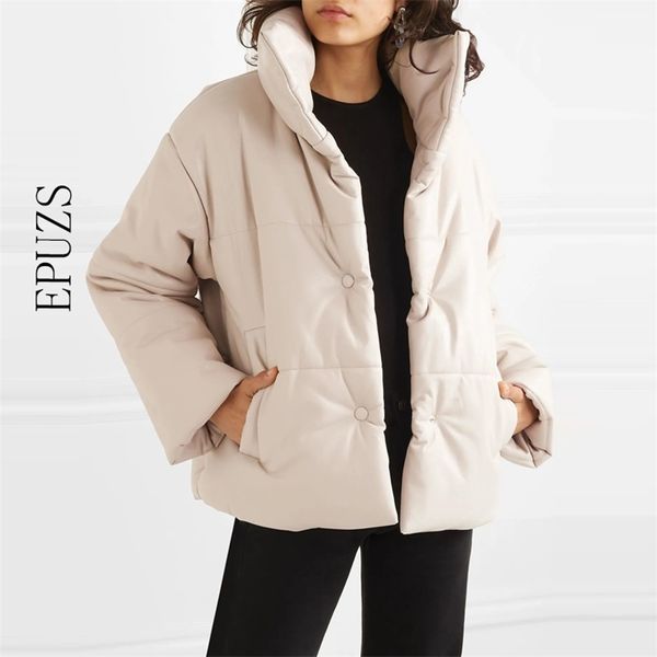 Jaqueta de inverno Mulheres brancas preto acolchoado parka para baixo de casacos grossos casacos casaco de oversize overcoat quente 210521