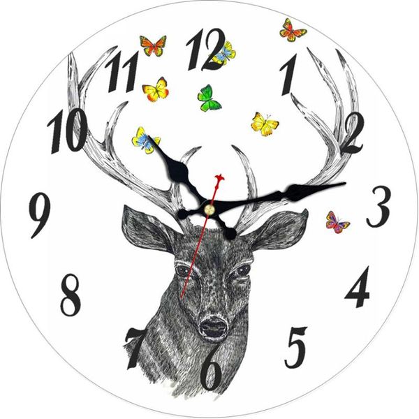 

wall clocks large wood clock gray deer buck big arab numbers round art home decor