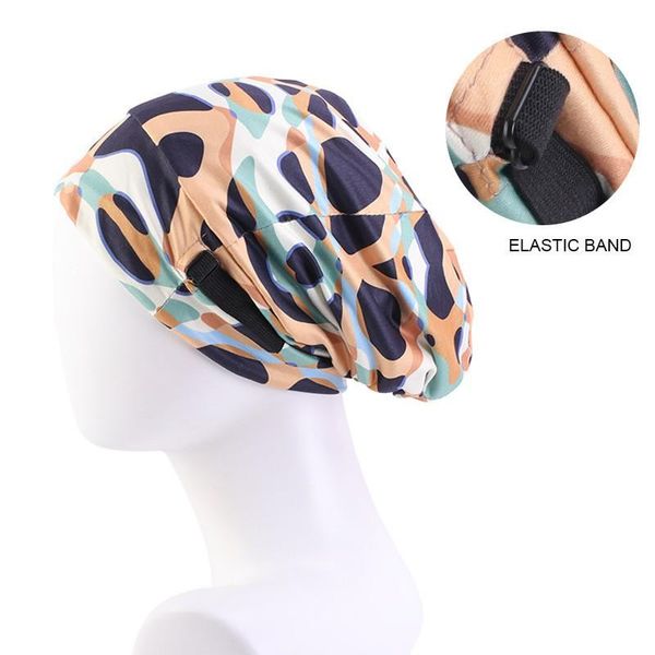

beanie/skull caps floral print adjustable wide band slouchy beanie women satin lined bonnet sleep cap turban hat muslim hair cover loss, Blue;gray
