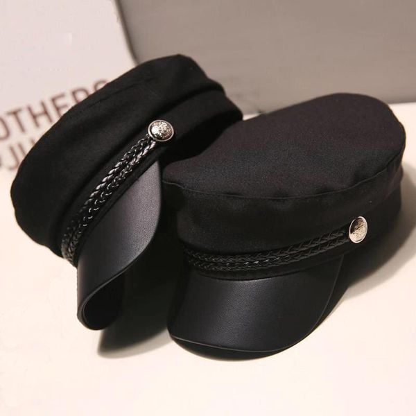 

stingy brim hats autumn winter black army beret hat octagonal grey outdoor painter cap matched flat military, Blue;gray