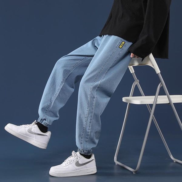 

men's jeans denim for men 2021 autumn style loose leggings casual pants trendy comfortable handsome baggy streetwear, Blue