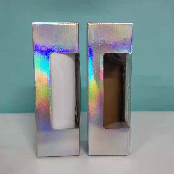 

display box holographic boxes laser boxes fit 20oz 30oz straight skinny tumbler with plastic lids support customization wholesale for party