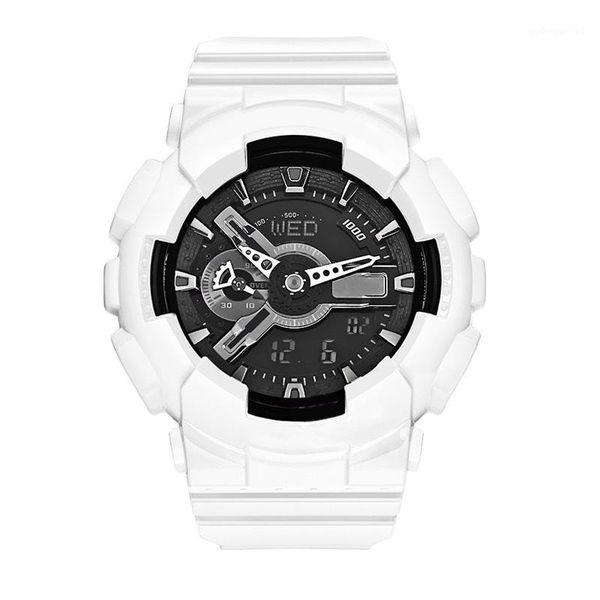 

selling men's military watch led quartz clock electronic sports male relogios 50m waterproof vibration wristwatches, Slivery;brown