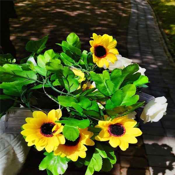 

strings flower led string sunflower vine fairy lights 4.5v battery powered 2m 20led wedding party holiday home bedroom decoration