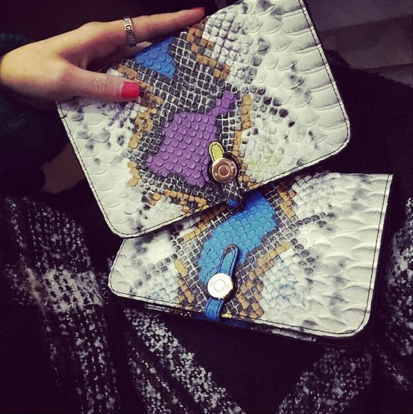 

wallets luxury mixed color real exotic snake serpentine skin wallet, long genuine leather wallet womens card holder, Red;black