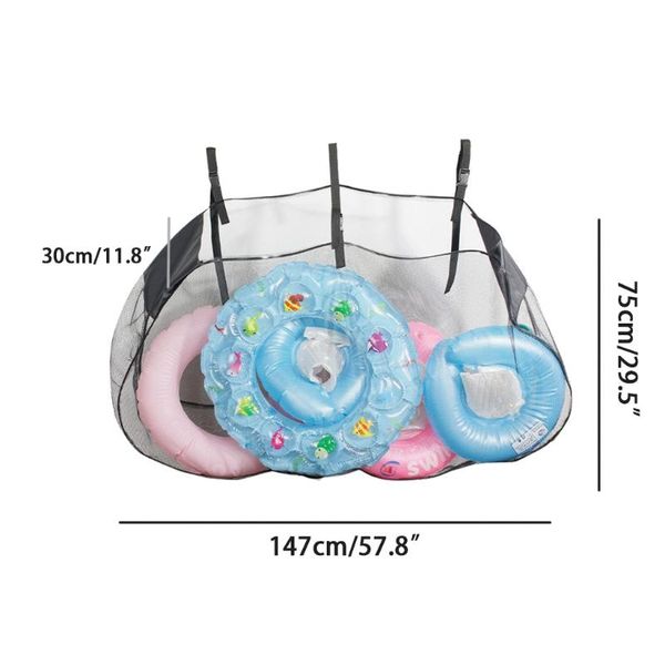 

pool & accessories swimming storage bag large capacity foldable hook hanging mesh inflatable toys foot/basketball organizer