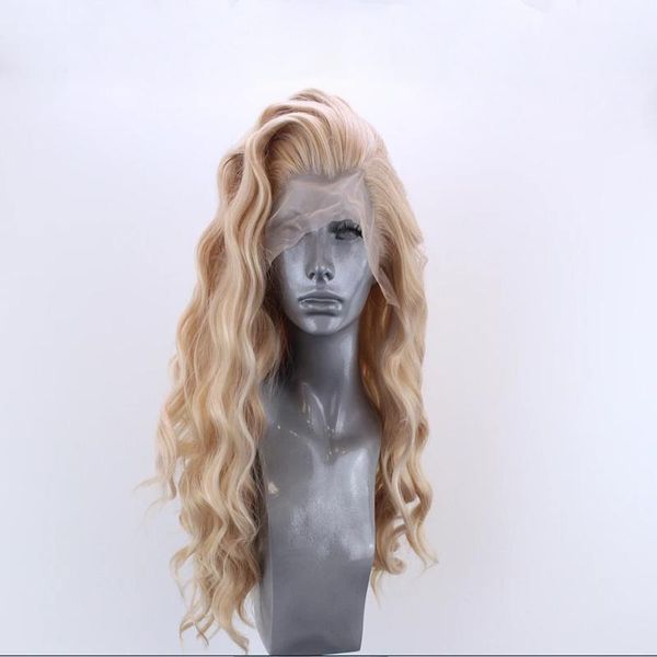 

synthetic wigs marquesha blonde natural curly lace front wig for women glueless heat resistant fiber glonden, Black