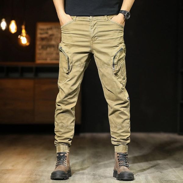 

men's pants nice cargo mens casual multi pockets military tactical men outwear khaki straight trousers male cotton, Black
